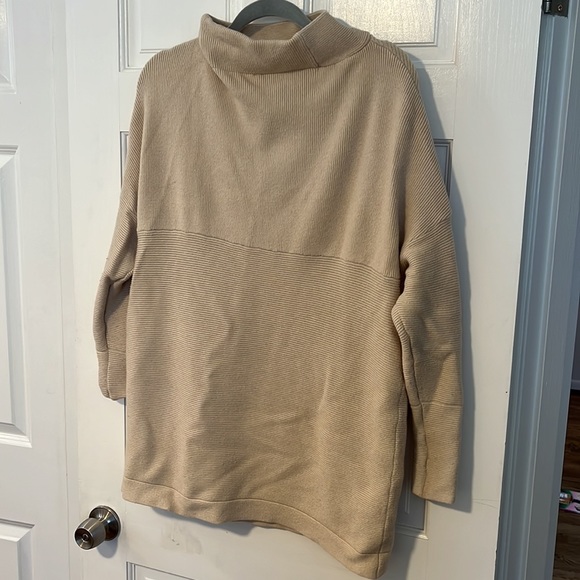 ANRABESS Turtleneck Batwing Sleeve Slouchy Oversized Ribbed Tunic Sweater - Picture 4 of 4